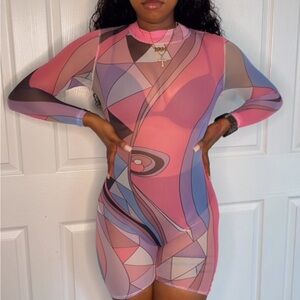 Geometric Pink and Blue Bodysuit